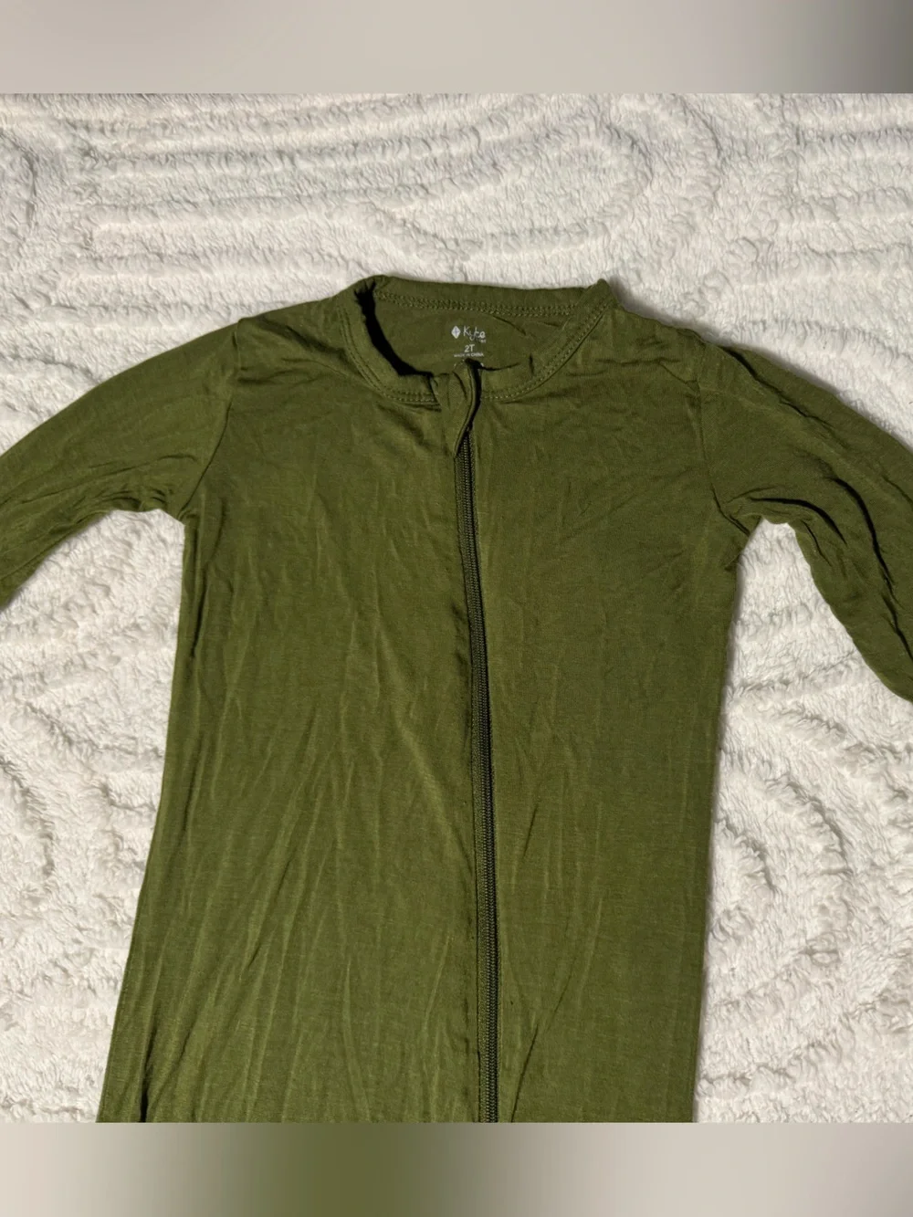 Olive Green Kyte Baby Zippered Footie 2T